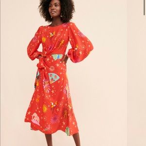 Large Farm Rio lotus star front twist dress